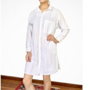 White Striped Shirt Dress